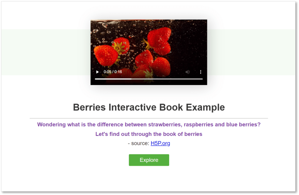 a screenshot shows interactive book cover page