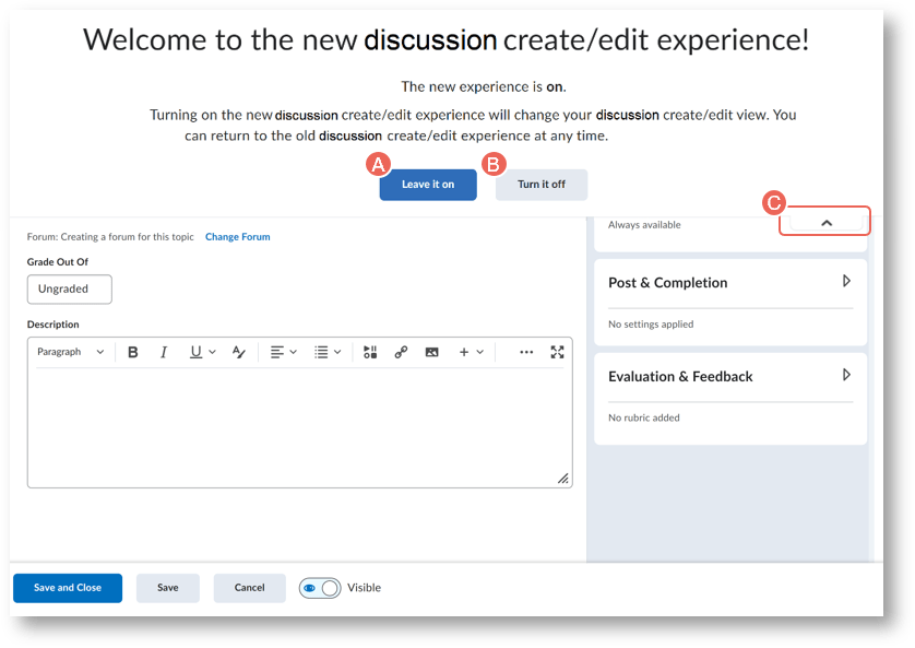 a screenshot of new discussion interface