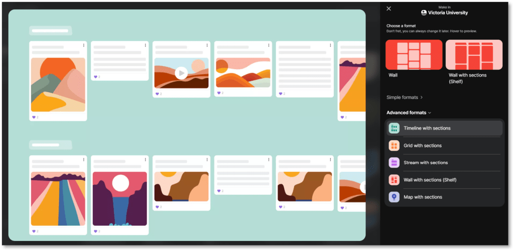 a screenshot of different types of padlet
