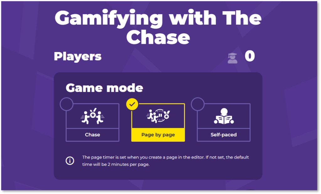 Screenshot of the chase game modes