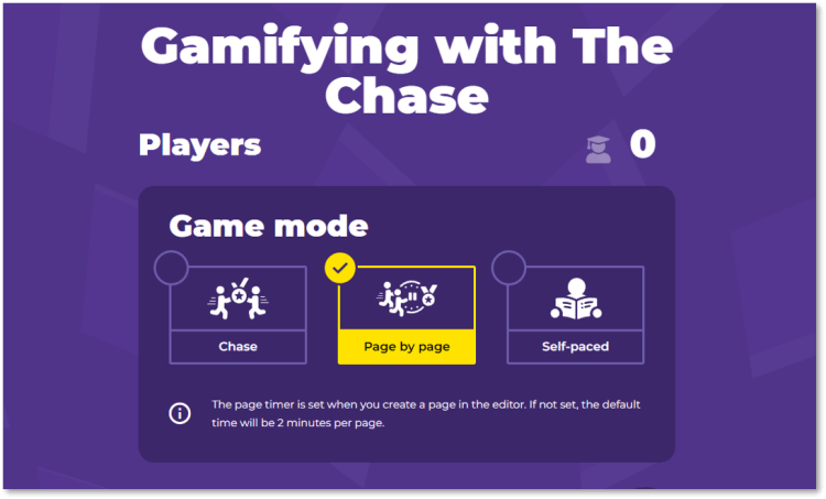 Screenshot of the chase game modes